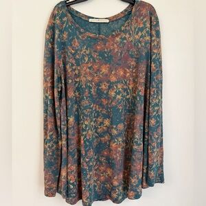 Peruvian Connection Shirt Women M L Moody Floral Pima Cotton Long Sleeve Peru